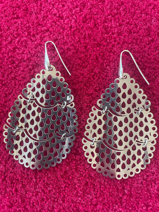 Boucles d'Oreilles Vintage en Métal Argenté