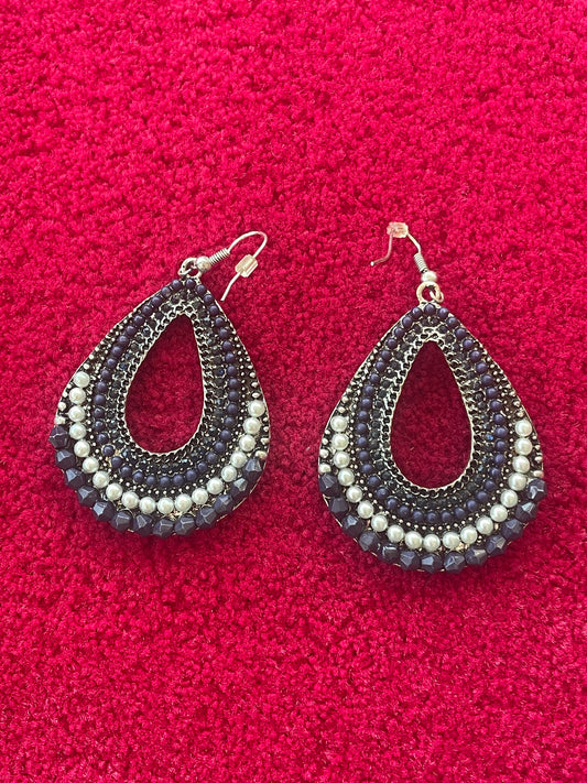 Boucles d'Oreilles Goutte en Perles et Strass
