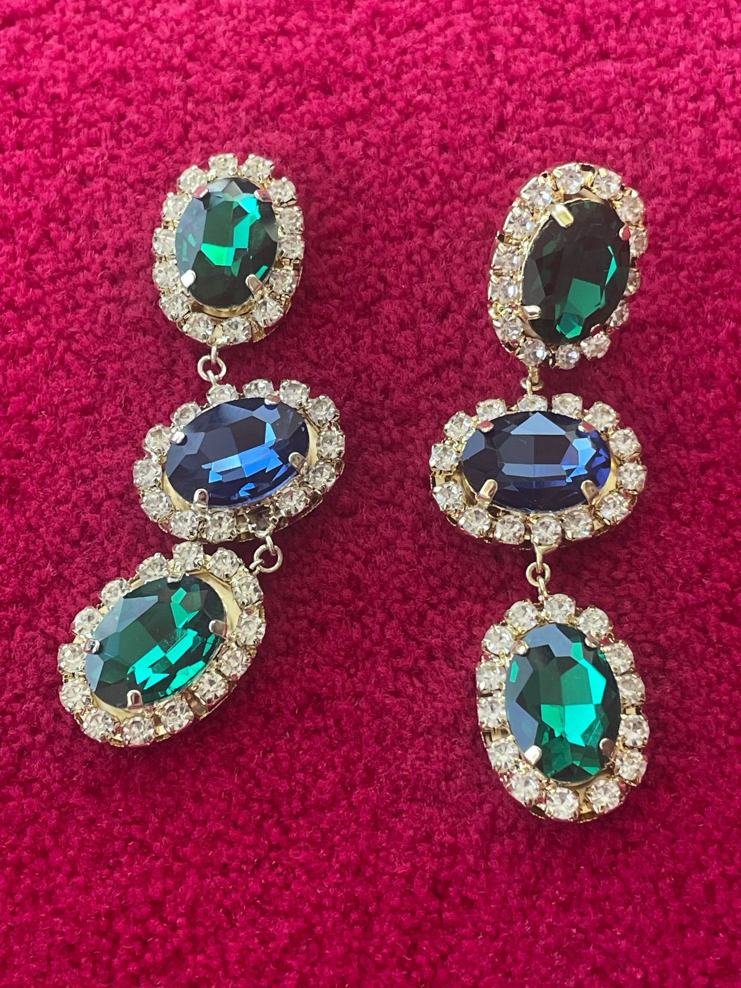 Boucles d'Oreilles Pendantes en Cristaux Multicolores