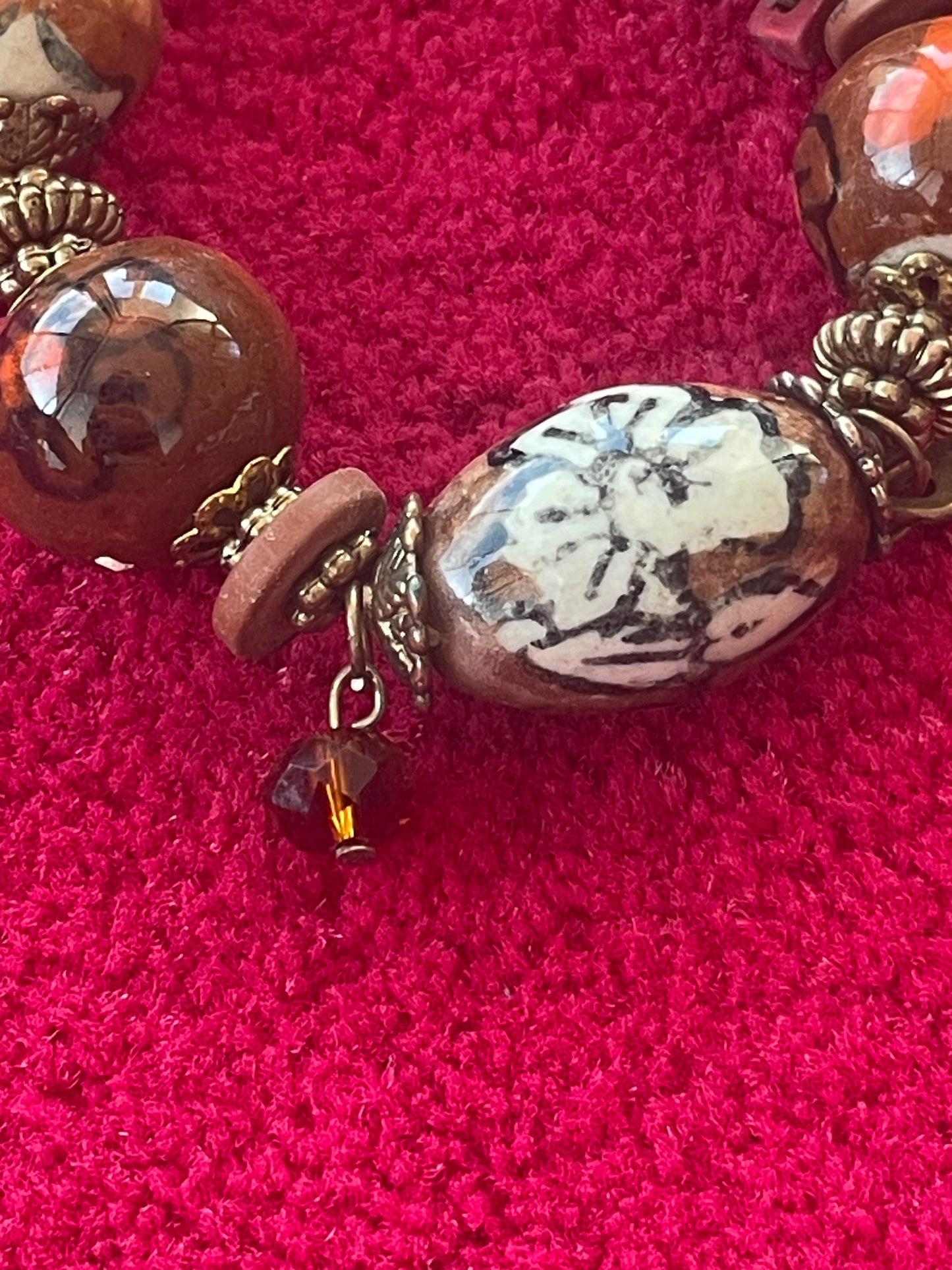 Bracelet Élastique en Perles Céramiques et Métalliques