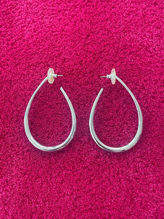 Boucles d’Oreilles Goutte en Métal Argenté