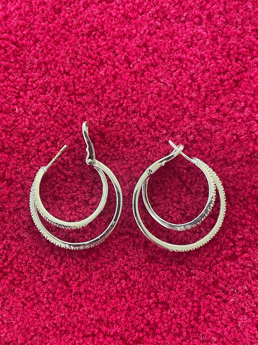 Boucles d’Oreilles Créoles en Argent avec Cristaux